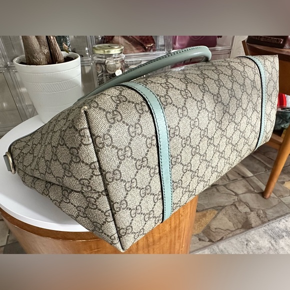 Gucci Beige and Teal Women's Tote Bag Authentic Large . - Picture 6 of 11